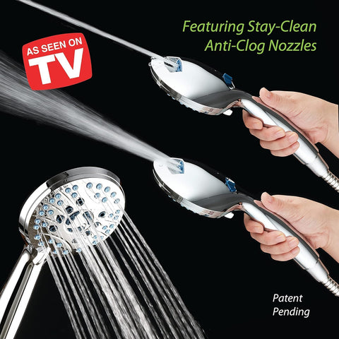ComfyHome High Pressure Hand Shower with 8 Spray Modes, Self-Cleaning Anti-Clog Nozzle & 1.5M Flexible Hose Pipe – Includes 50 Pcs Drain Cover